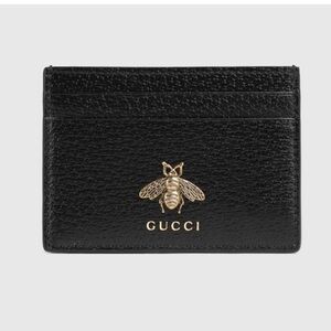 Black Gucci Animalier Leather Card Case